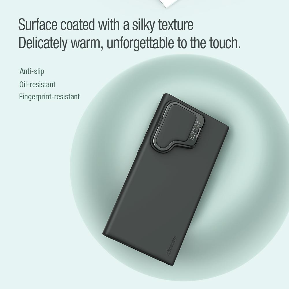 Nillkin For Samsung Galaxy S24 Ultra 5G Magnetic Case Silky Prop Sillicone Camera Cover protection with Stand HardPC Back Cover
