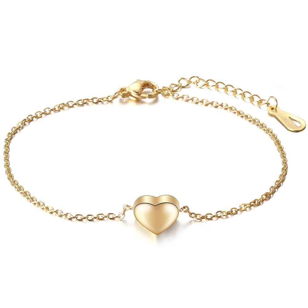 Fashionable, Individual and Trendy Heart-shaped Perforated Stainless Steel and Titanium Steel Bracelet and Anklets