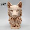 Wild Animal Head Sculpture 3D Printed Wolf Figurine, Realistic Statue with Round Base, for Home Office Bookshelf Decor Decoration