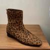 Модные женские ботильоны с леопардовым принтом, замшевые туфли на плоской подошве, женские зимние повседневные прогулочные модные зимние мотоциклетные ботинки Mujer Botas