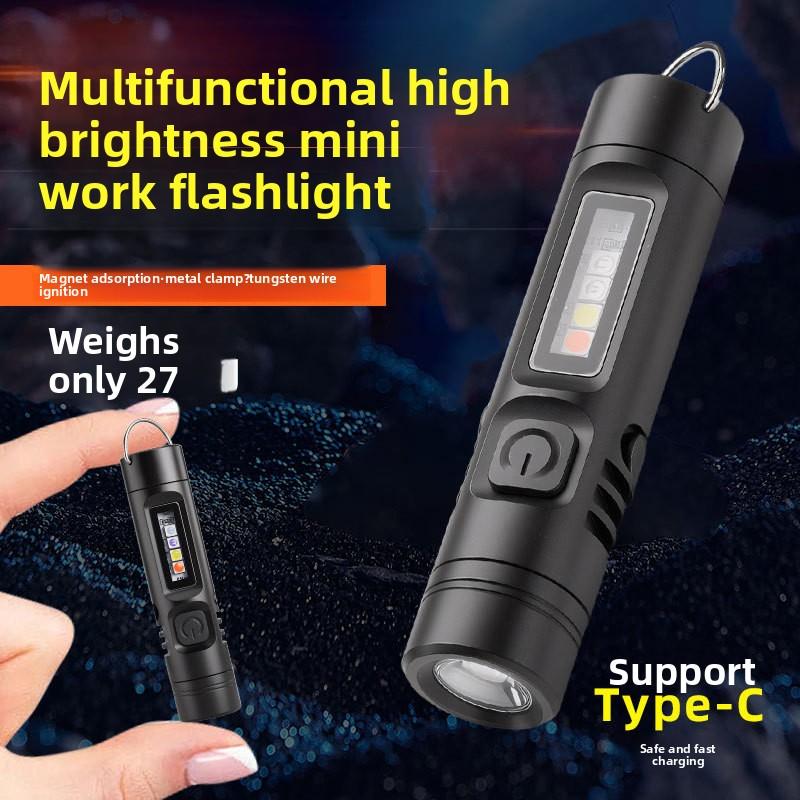 Multifunctional Full Aluminum Alloy Mini Key Cap Clip Flashlight Portable Long Battery Life Work Light for Emergency Camping