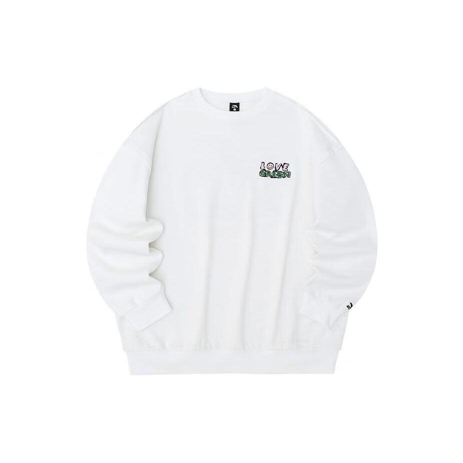 Anta Lifestyle Series Letter Round Neck Pullover Loose Sweatshirt Women Sweatshirt Magnolia-White 962238722-1