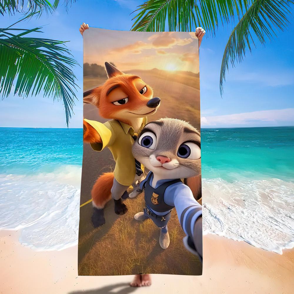 Zootopia Beach Towel Microfiber Bath Towel Kids Cartoon Week Judy Nick Quick Dry Towel
