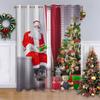Digital Printing Santa Claus Polyester Curtain, Sitting On the Window, Christmas Curtains, Living Room, Bedroom, 2Pcs