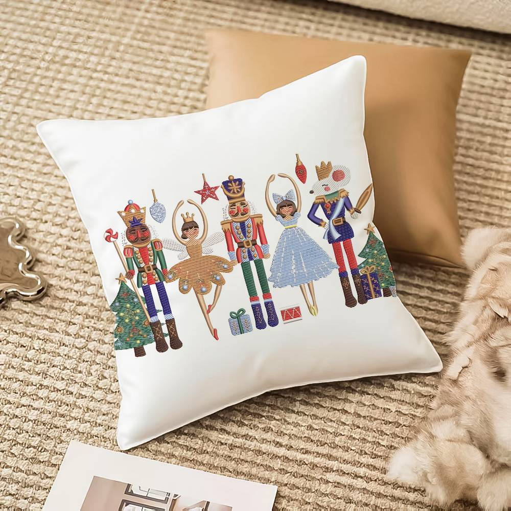 Merry Christmas NNutcracker Pattern Pillow Case Antidustmite Pillowcase Invisible zipper silky plush Sofa