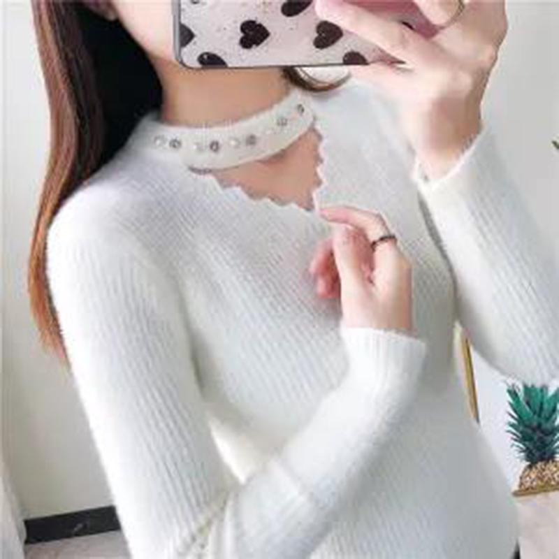 Hollow Out Slim Sweaters Women's Knitted Pullovers Long Sleeve Bottoming Shirts Harajuku Commute Autumn Winter Sweaters