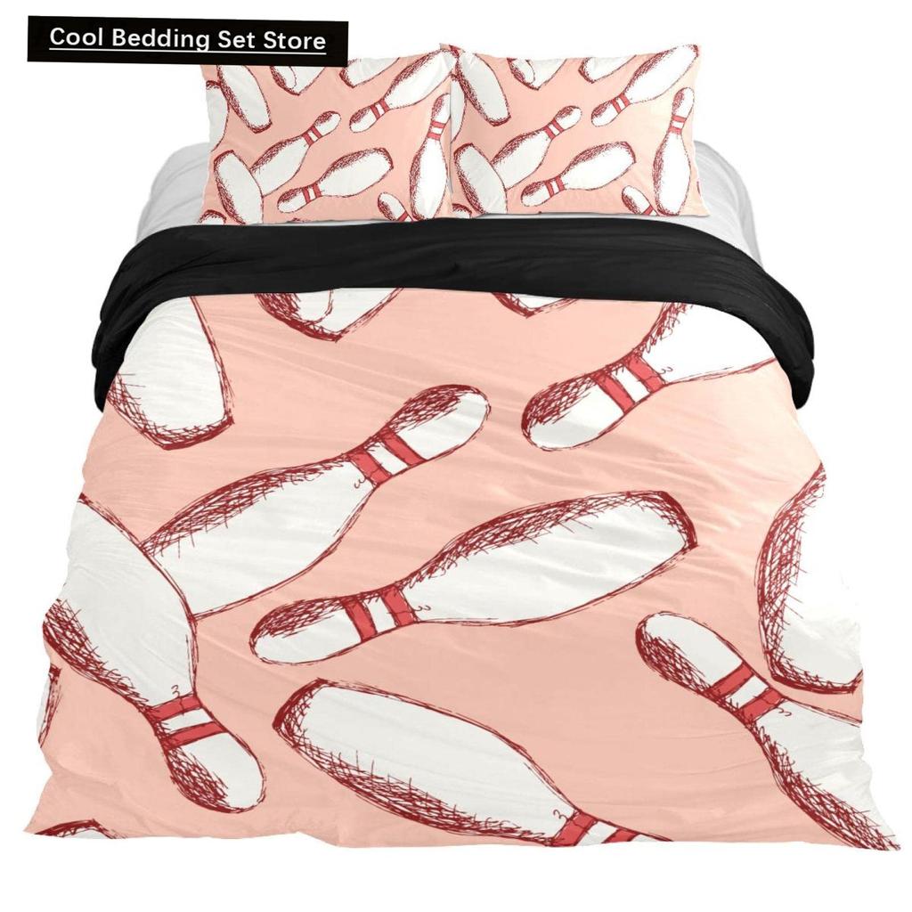 Bowling King Queen Double Duvet Cover Teens Sports Games Theme Bedding Set Starry Sky Comforter Cover Blue Polyester Quilt Cover