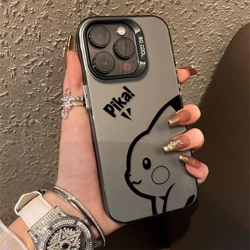 Линия Пикачу Подходит для чехла для мобильного телефона Apple 16 Pro iPhone15 мультяшный 11 матовый 13 индивидуальность 12 противоударный x