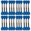 24Pcs CrossStitch Thread Embroidery Glossy Blue Braided Floss HandMade Yarn Cotton Skeins