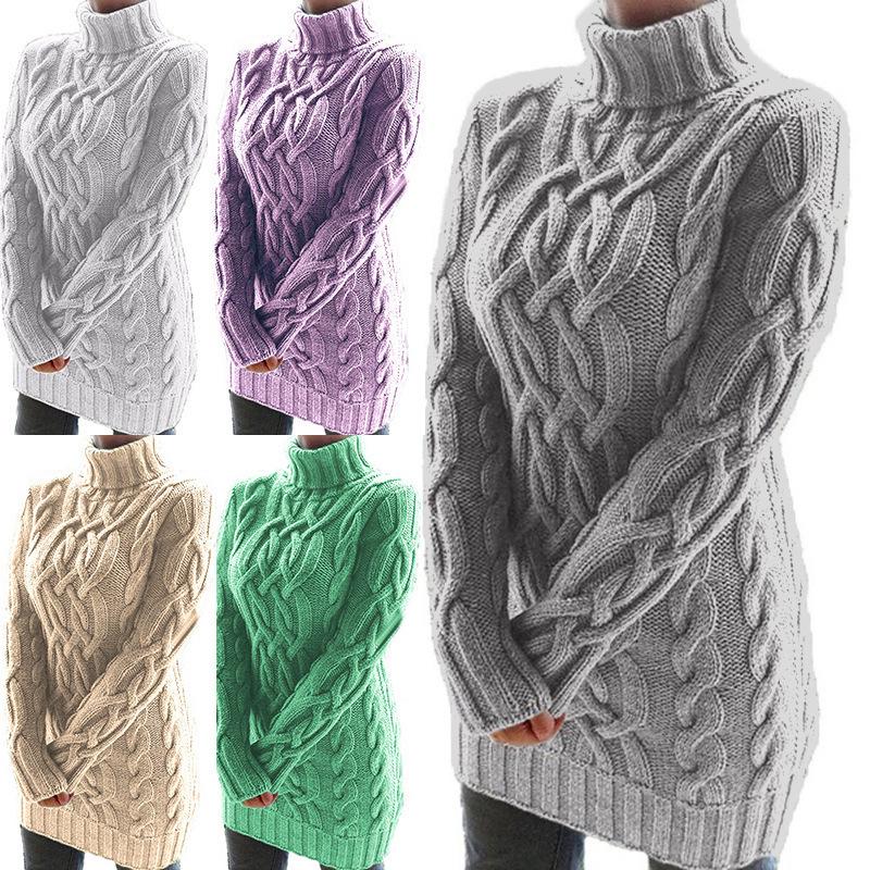 Women's Long Sweater Dresses Sexy Mini Knit Dresses Women's High Neck Plus Size Dresses