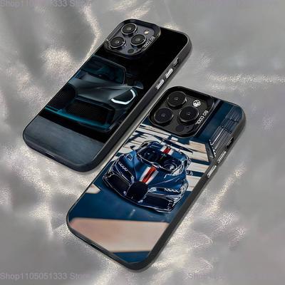 Автомобили B-Bugatti V-Veyron Чехол для телефона для iPhone 16,15,14,13,12,11,Pro,XS,Max,Plus,Mini,SE Черный Конфетный Матовый Ударопрочный Чехол