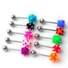 5/10Pcs Tongue Bars Stainless Steel Barbell Rings Mixed Ball Piercing Jewelry
