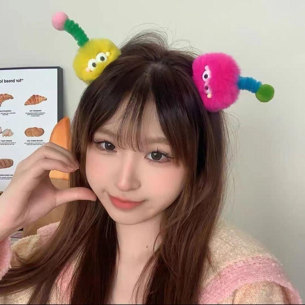 Пушистая заколка-брикет ручной работы, заколка для челки, милый боковой зажим, заплетенные волосы