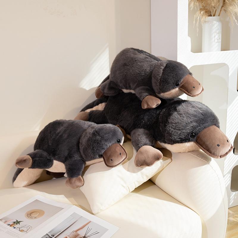 100cm Simulation High Quality Platypus Plush Doll Pillow Super Soft Grey Platypus Lying Reptile Plush Toy Gift for Boys and Girl