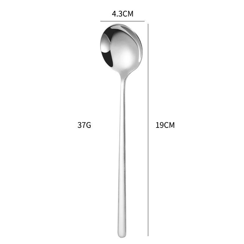 Elegant Long-Handled 304 Stainless Steel Spoon - High-Value Western Style, Ideal for Soup and More