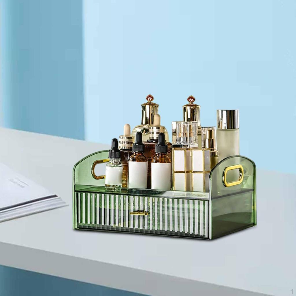 Makeup Storage Box Countertop Organizer Display with Handle Decorative Jewelry Container for