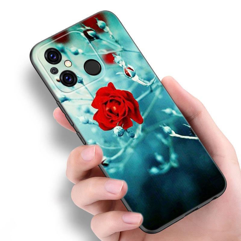 Bright Red Roses Flowers Black Case For Xiaomi Redmi 11 Prime 11A 12C 13C A1 A2 Plus A3 12 4G 10 13R 5G 9A 10A 9C 10C 9i 12R