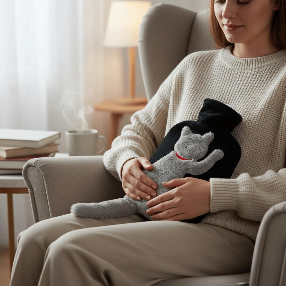 Мультяшная грелка с водой Длинный кошачий хвост Мешок для впрыскивания воды Милая грелка Офис