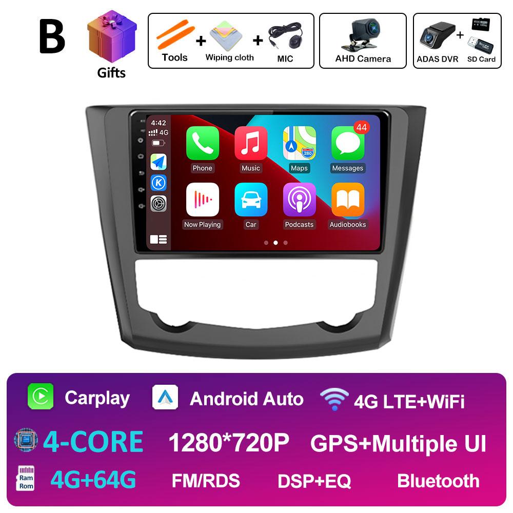 GPS-навигация Android14 для Renault Kadjar 2015 2016 2017 2018 2019 Беспроводная Carplay Автомагнитола QLED IPS Экран WIFI Аксессуары