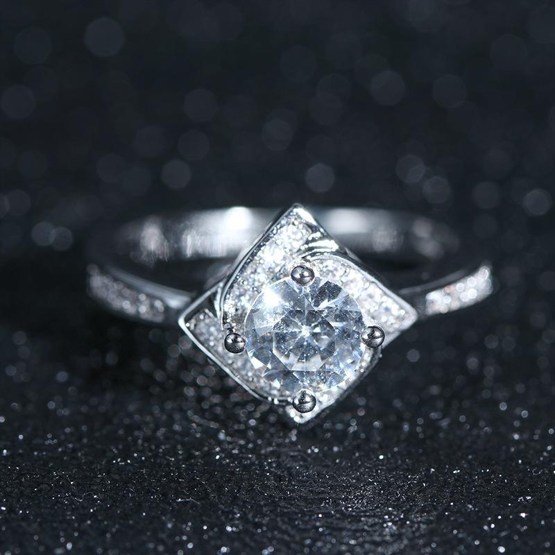 Classic Micro-Set Diamond Craft Women'S Ring Women'S Proposal Wedding Diamond Ring Square Diamond Ring