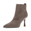 Women's Autumn/Winter Rhinestone Stiletto Ankle Boots with Zipper