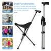 Multi-purpose Folding Stool Trekking Pole Portable Lightweight Walking Stick with 3 Legged Seat Outdoor Climbing Crutch Cane Elderly Walking Aid