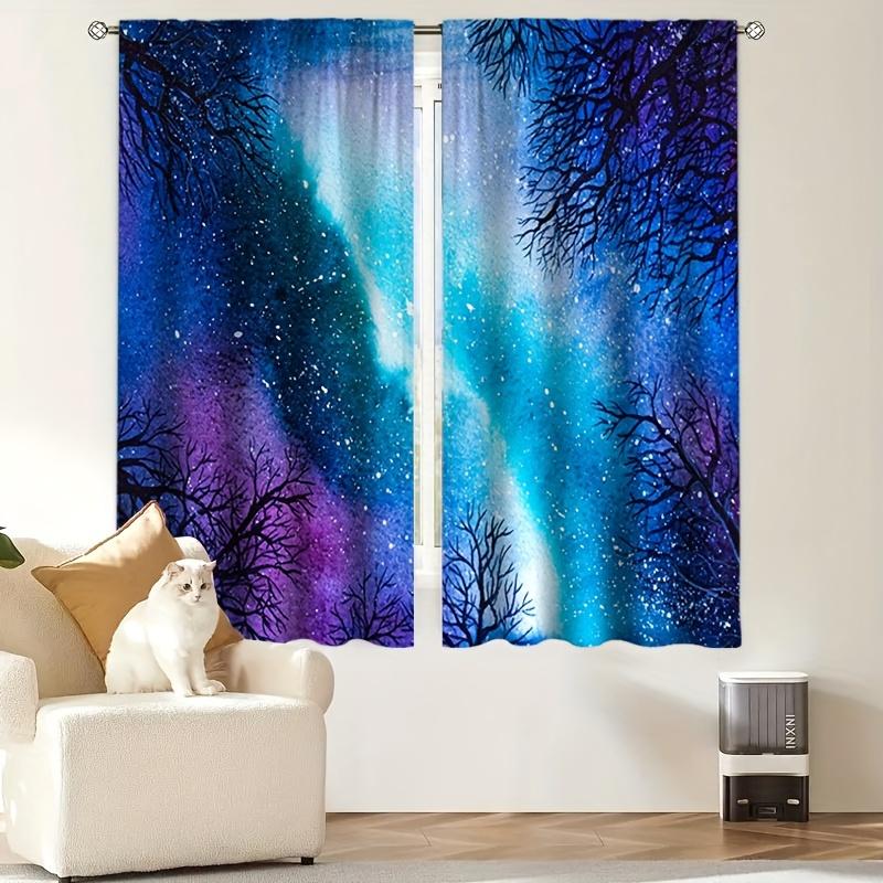 2-х компонентные шторы с принтом Galaxy Tree Shadow, полузатемняющие шторы с карманами для спальни, гостиной, кабинета, кухни - современные