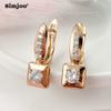 SIMJOO Temperament Jane Zircon Fashion Personality Geometric Rose Gold Earrings