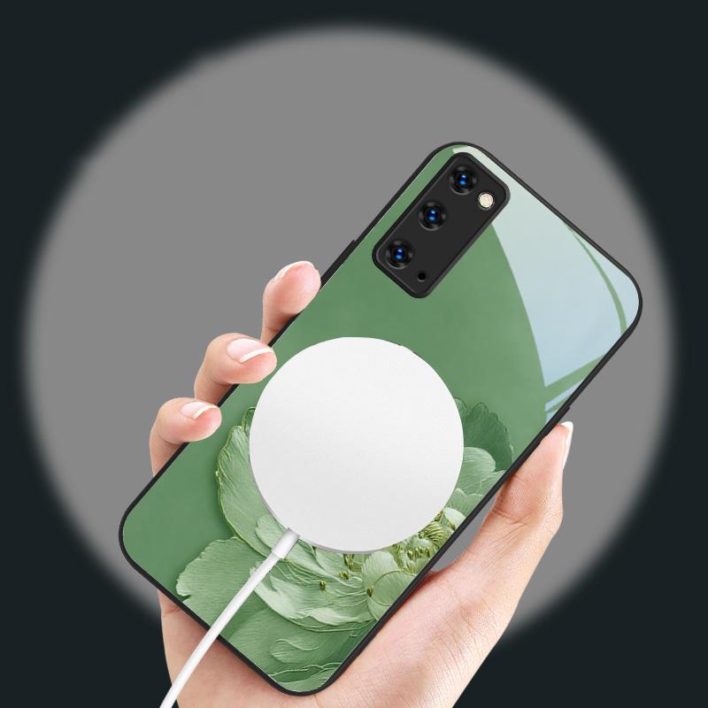 Цветы с градиентом Для Samsung Galaxy S20 FE S21 S22 + S23 Plus S24 Ultra 25 Edge S24 Ultra Для Magsafe Стеклянный чехол для телефона