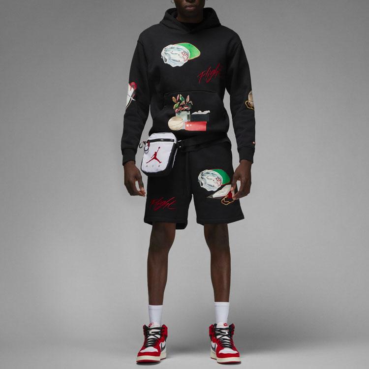 Jordan Мужская толстовка с карманом-кенгуру и принтом алфавита, черные топы DQ8044-010