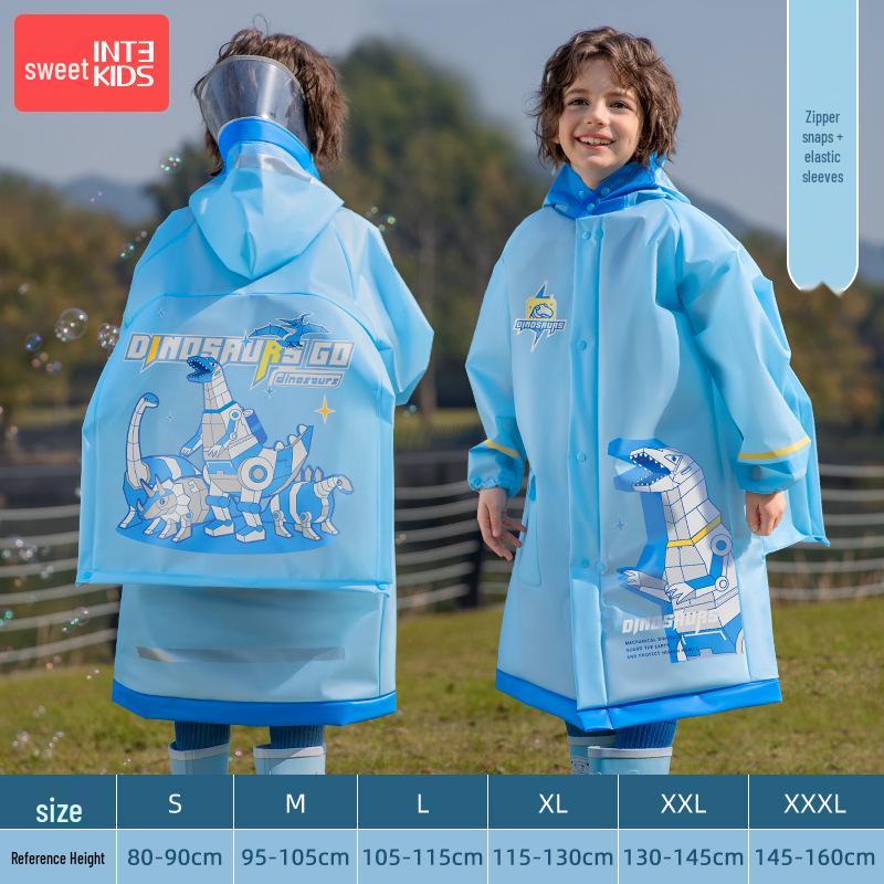 2025 Новый водонепроницаемый плащ для девочек на всю длину тела для начальной школы, надевается поверх рюкзака