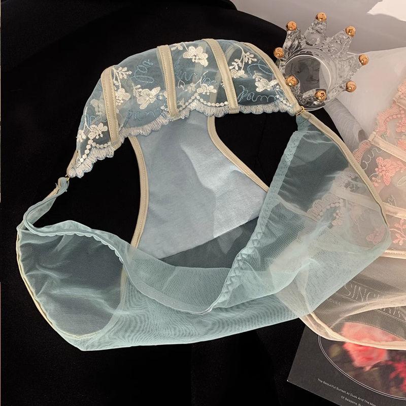 French Court Embroidery Lace Women's Underwear Breathable Sexy Comfortable Soft Mesh Quick Drying Triangle Pants Low Waist Embroidery