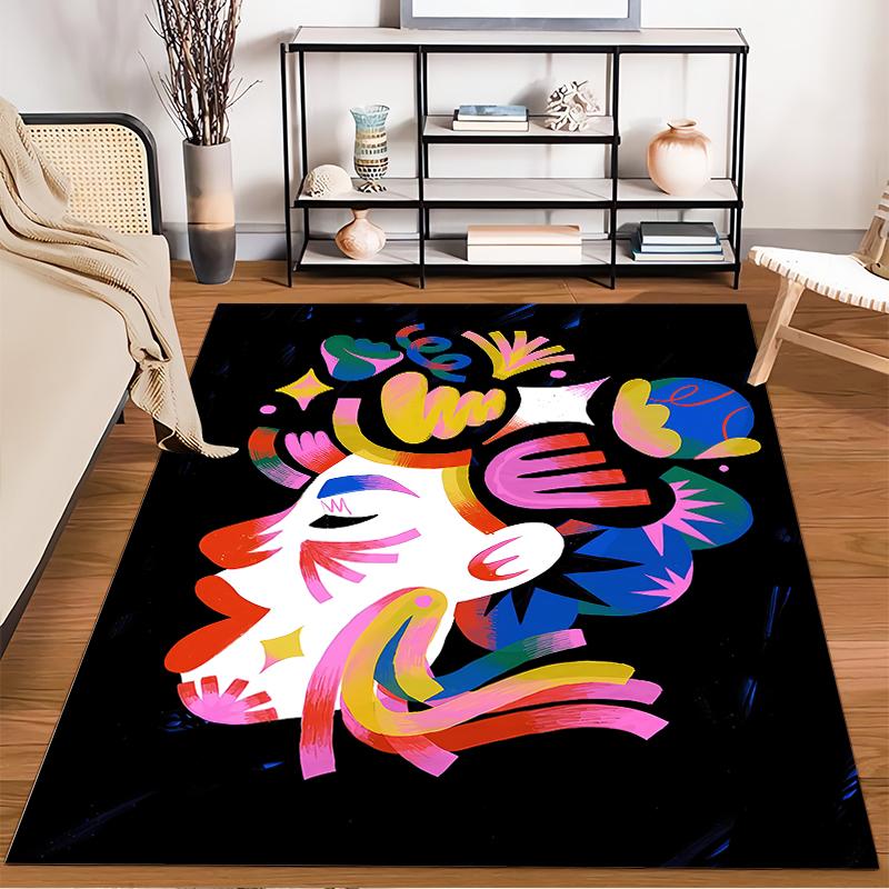 Colorful Abstract Female Silhouette Art Printed Carpet for Home Decor Suitable for use as an anti-slip for living room bedroom sofas