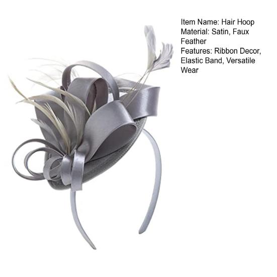 Обруч для волос, шляпа-вуалировщик с заколкой для волос, резинка, искусственные перья, декоративная лента, атласная ткань, женская повязка на голову, аксессуары для вечеринок