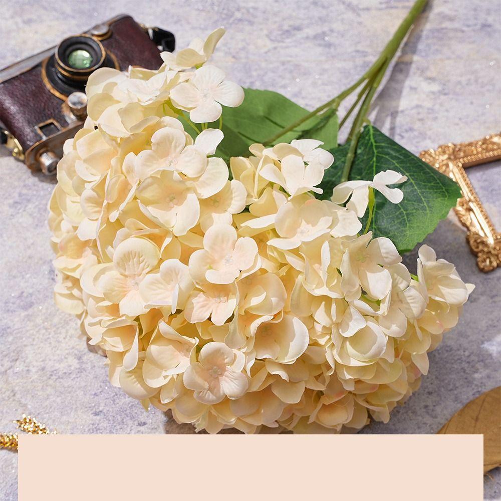 Silk Artificial Hydrangea 5 Heads Wedding Bridal Bouquet Decorative Fake Flowers  for Vases