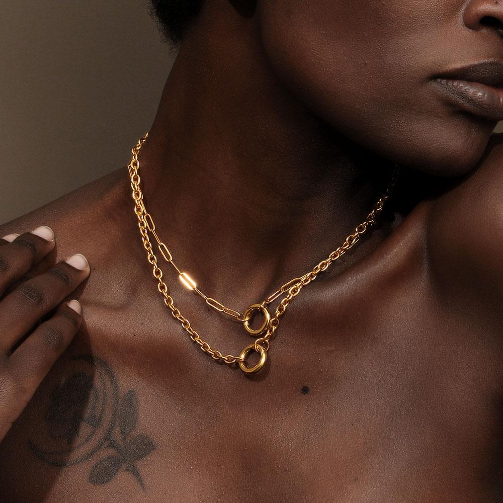 E.B.belle Круглая Пружинная Пряжка Ожерелье Нержавеющая Сталь O-цепочка Покрытие 18K Золотом Для DIY Аксессуаров для Изготовления Украшений