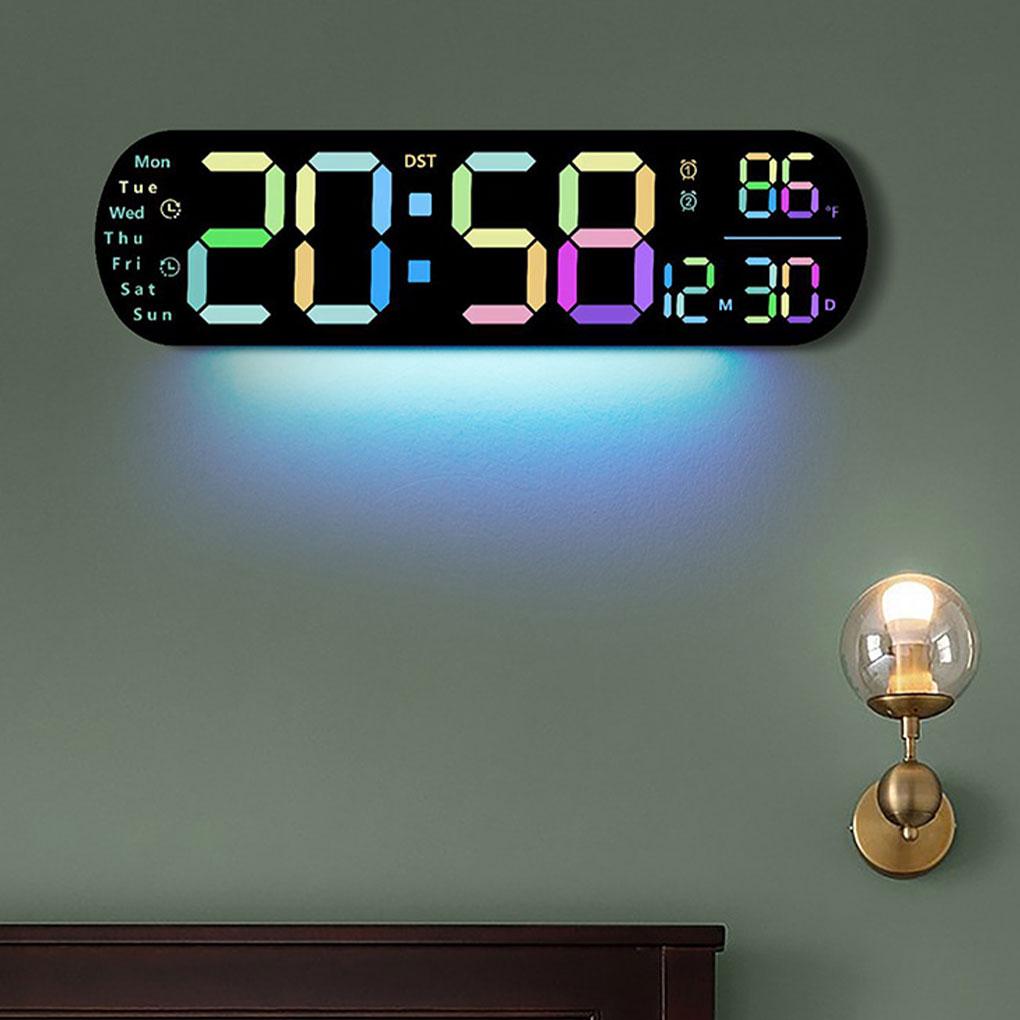 Led Digital Wall Clock Mood Lighting Timing Countdown Alarm Auto Dimmer Displayed Time/date/temperature/week LED Alarm Clock