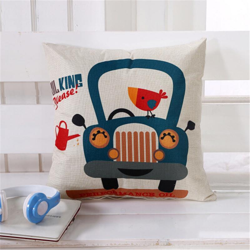45x45cm Cotton Linen Sofa Cushion Cover Vintage Cartoon Animal Flower Printed Living Room Decorative Pillow Case