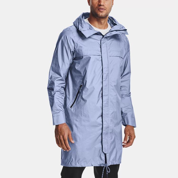 Under Armour Однотонная мужская куртка средней длины с капюшоном, синяя, выбеленная 1360414-420