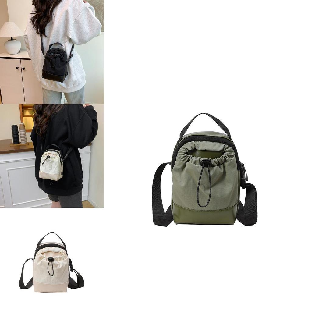 Simple Color Blocked Women Casual Drawstring Water Bottle Bag For Daily Use