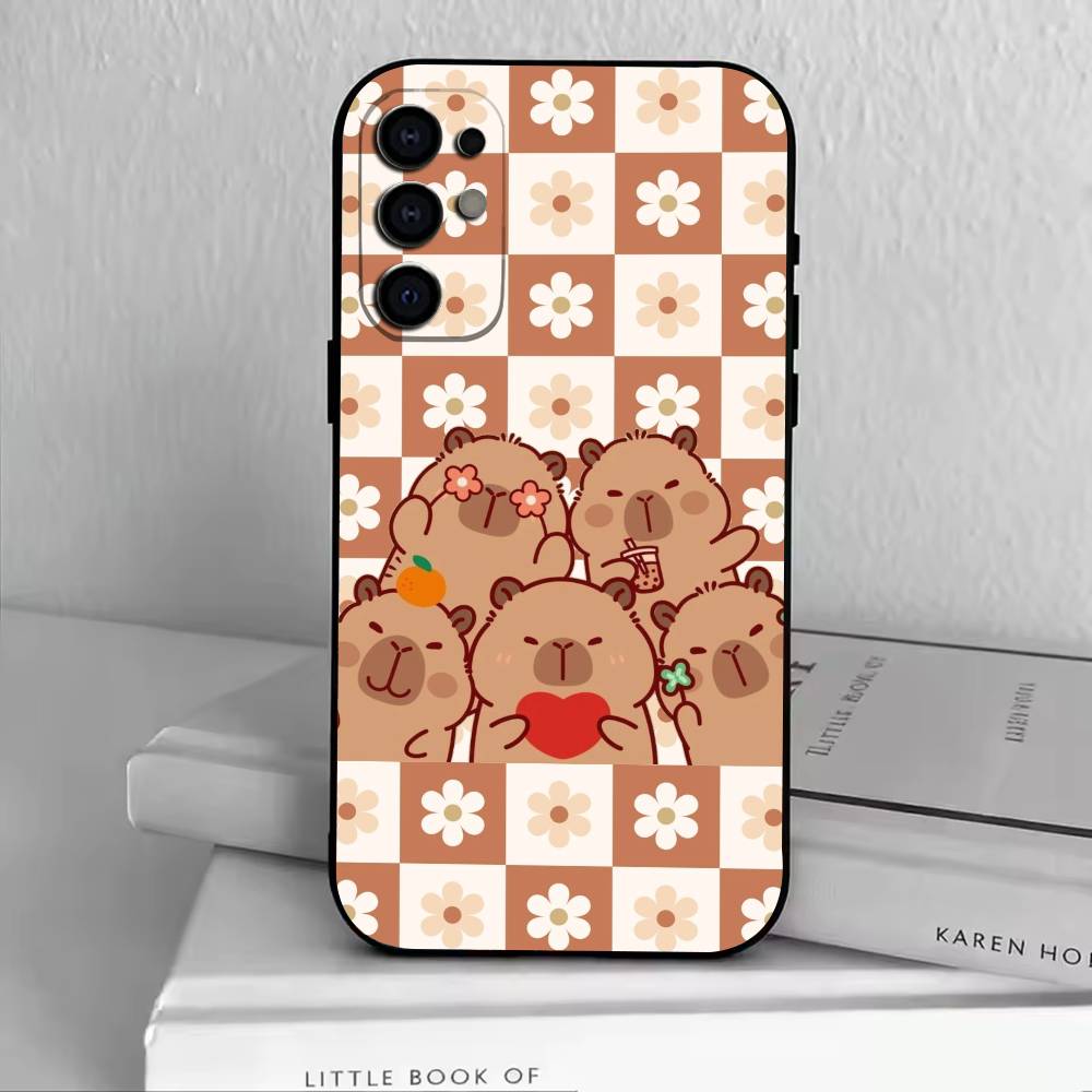 Cute K-Kawaii Capybara   Phone Case Black Silicone Soft For Samsung S25,S24,S21,S22,S23,S30,Ultra,S20,Plus,Fe,Lite