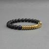 Golden Hematite Beads Matte Black Obsidian Strand Bracelet for Men