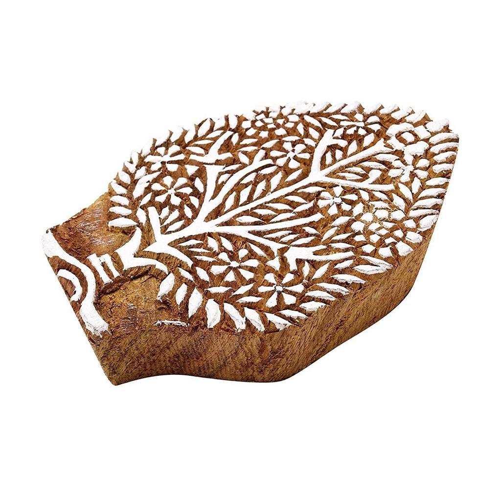 Ксилография Штамп Дерево Блокпринт Граница Штамп Коричневая Индийская Текстильная Печать