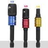 3/8Pcs Socket Adapter Rod Hex Shank To Square Head 1/4 3/8 1/2-Inch Air Screwdriver Socket Connector Rod Impact Driver Extension Bar