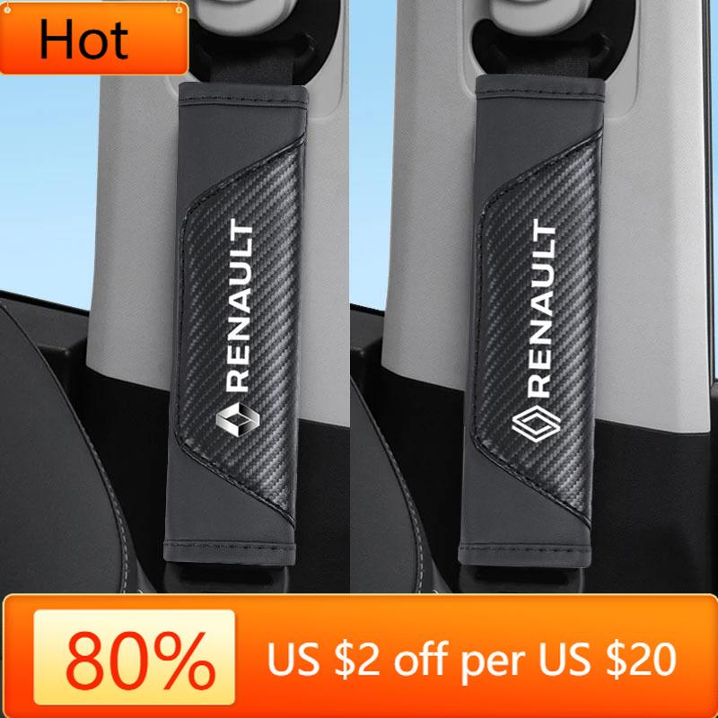 Interior Stickers 2Pcs Car Seat Belt Shoulder Covers Protective Pads For Renault Kadjar Clio QM6 Koleos Megane Fluence Espace Ca