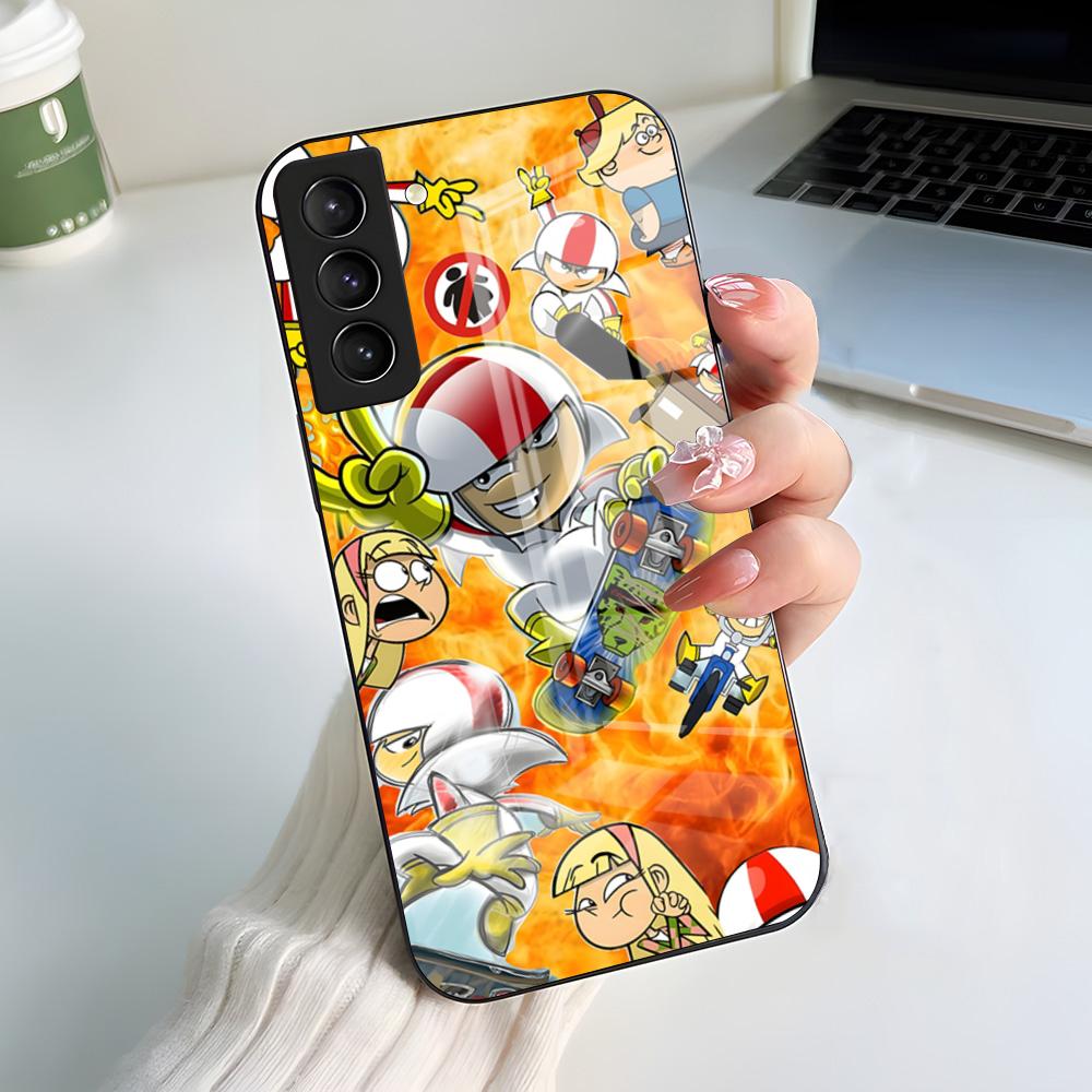 Cute Kick B-Buttowski Phone Case For Samsung S26 S25 S24 FE S23 S22 S21 Plus S20 Ultra Note20Ultra Black Glass Cover