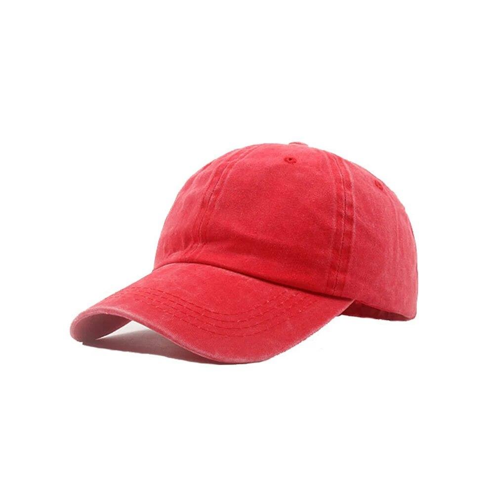 High Quality Red Washed Denim Hat For Men Women Snapback Hip Hop Caps Outdoor Sports Plain Summer Baseball Cap Casquette