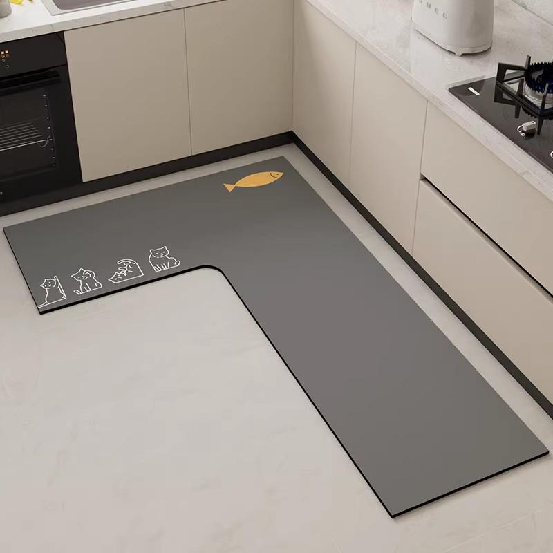 Г-образный абсорбирующий кухонный коврик - мягкий, устойчивый к грязи, простой в уходе, напольный коврик с диатомовой грязью