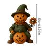 Pumpkin Man Figurine Scary Halloween Pumpkin Head Scarecrow Statue with Skull Sunflower Mini Desktop Ornament for Indoor