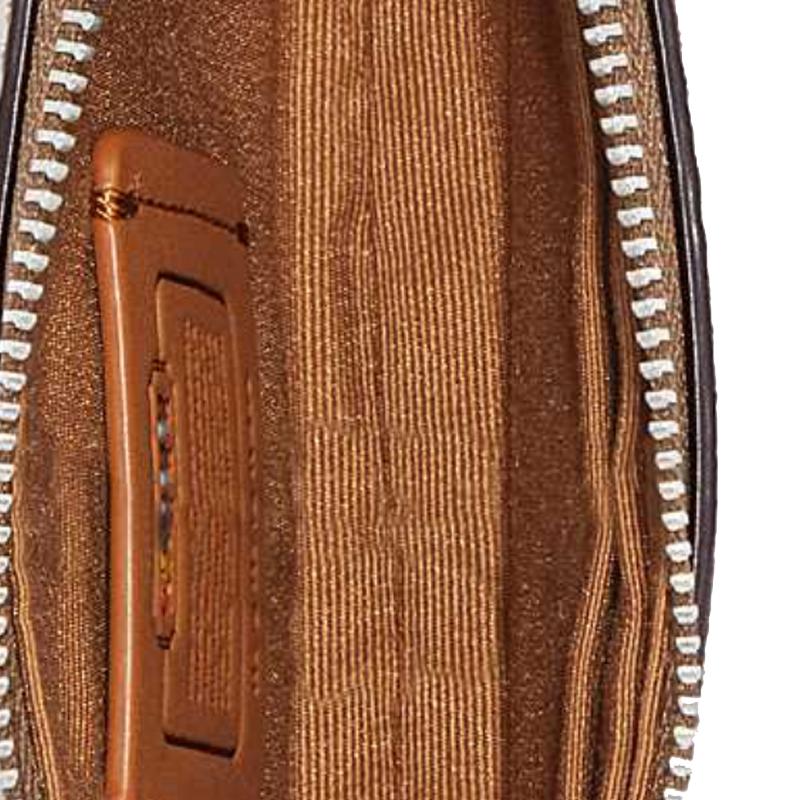 Новый холщовый кошелек COACH Corner Zip с кожаной отделкой, сумка-клатч на запястье, маленький размер, женский, коричневый CK359-SVOT8